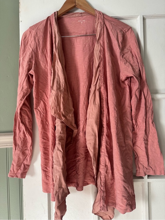 Garnet Hill Tops - Garnet Hill Dusty Rose Open-Front Lightweight Draped Cardigan